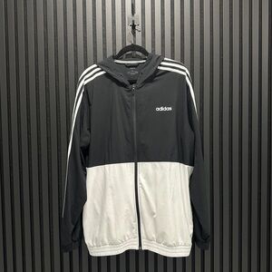 Adidas Black and White Hooded Zip Up